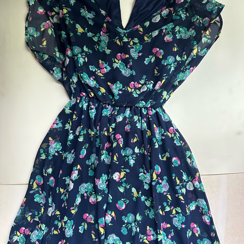 Juniors Lush Navy Floral Dress